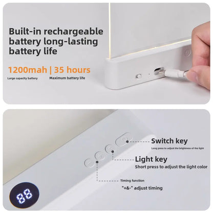 Smart LED Reading Light, Dimmable LED Reading Light, Rechargeable Desktop Reading Light, Timed Off, Three-Color Adjustable, Ideal for Bedtime Reading and Home Study