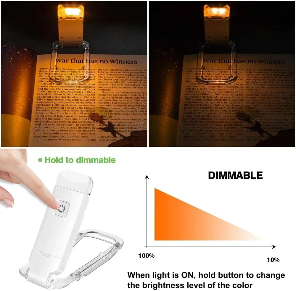 LED USB Rechargeable Book Light Reading Light Eye Protection Night Light Portable Clip Desk Light Bookmark Read Light Night Lamp